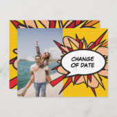 Carte Postale Photo Changement de date Reporté Fun Comic Book (Devant / Derrière)