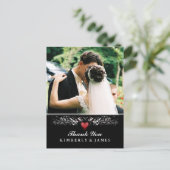 Carte postale photo Cœur Rouge Blanc Noir Merci (Debout devant)