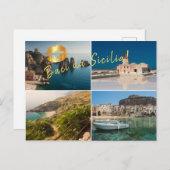 Carte Postale Photo collage de Sicile avec baisers (Devant / Derrière)