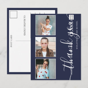 Carte Postale Photo Collage Graduation 2022 Merci Marine Bleu