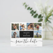 Carte Postale Photo Collage Mariage moderne Enregistrer la date (Debout devant)