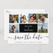 Carte Postale Photo Collage Mariage moderne Enregistrer la date (Devant / Derrière)