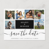 Carte Postale Photo Collage Mariage moderne Enregistrer la date (Devant)