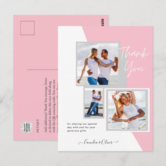 Carte Postale Photo Collage MERCI Mariage/bébé/diplômé/TOUT (Devant / Derrière)