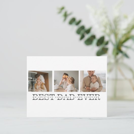 Carte Postale Photo Collage moderne & Gris Meilleur Papa Jamais (Debout devant)