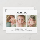 Carte Postale Photo Collage moderne Neutre Naissance de bébé (Devant / Derrière)