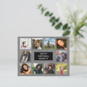 Carte Postale Photo Collage noir et blanc rayé Anniversaire (Debout devant)
