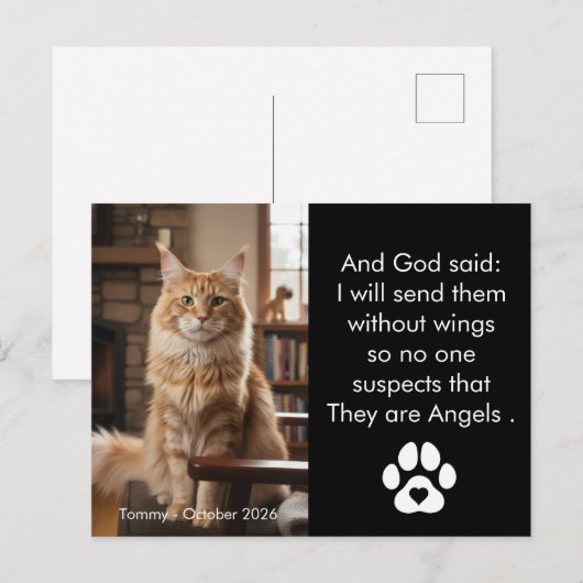 Carte postale photo commémorative d'animal de comp (Devant / Derrière)