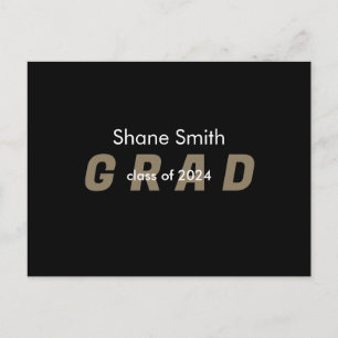Carte Postale Photo contemporaine Faire-part de graduation noire