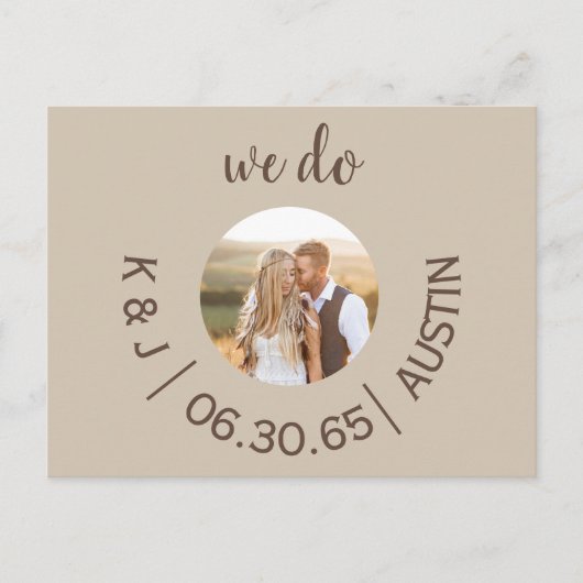 Carte Postale Photo Cream We Do Wedding Save the Date (Devant)