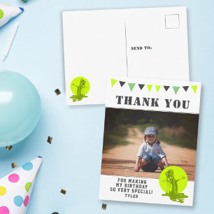 Carte Postale Photo d'anniversaire de enfants avec monstre vert