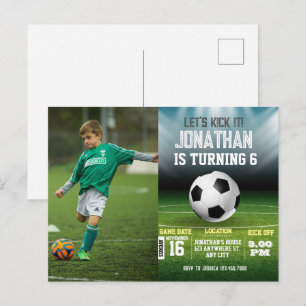 Carte Postale Photo d'anniversaire de foot pour enfants sportifs