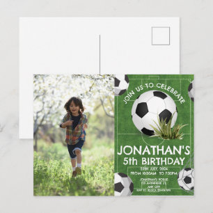 Carte Postale Photo d'anniversaire de football pour enfants spor