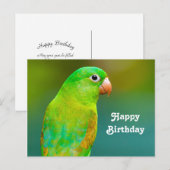 Carte Postale Photo d'anniversaire de perroquet vert joli (Devant / Derrière)
