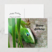 Carte Postale Photo d'anniversaire du lézard vert Anole de Carol (Devant / Derrière)