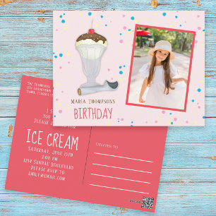 Carte Postale Photo d'Anniversaire Moderne Crème de glace arrose