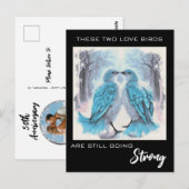 Carte Postale *~* Photo d'anniversaire Oiseaux de l'amour Hiver (Devant / Derrière)