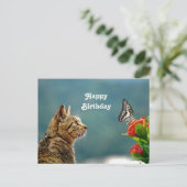 Carte Postale Photo d'anniversaire papillon de chat tabby mignon (Debout devant)