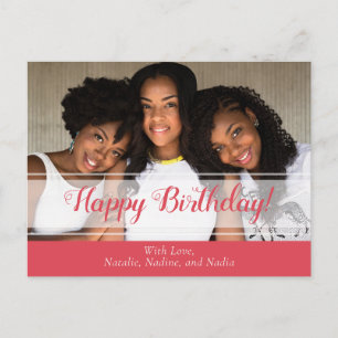 Carte postale photo d'anniversaire rose mignonne