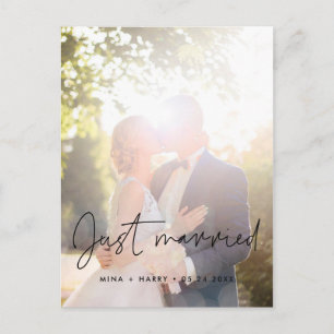 Carte Postale Photo d'annonce de mariage minimaliste