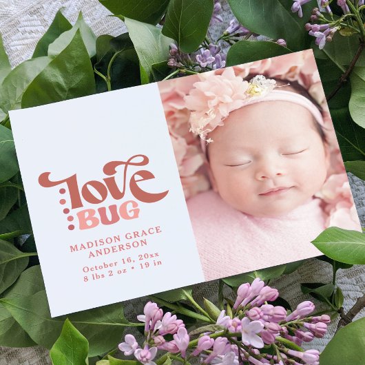 Carte postale photo d'annonce de naissance | Love 