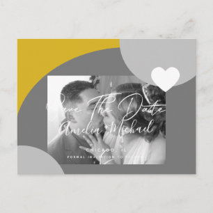 Carte Postale Photo d'arche moderne jaune gris Save the Date