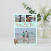 Carte postale photo datée du Nouvel An thème plage (Debout devant)