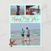 Carte postale photo datée du Nouvel An thème plage (Devant)