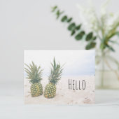 Carte Postale Photo de 2 ananas sur une plage (Debout devant)