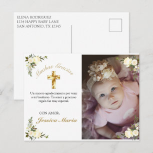 Carte Postale Photo De Bautismo De Cruz De Oro Gracias Florales
