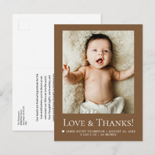 Carte Postale Photo de bébé avec amour et remerciements Statisti