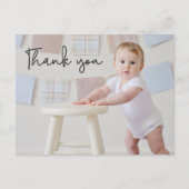 Carte Postale Photo de bébé garçon 1er anniversaire Mignon Merci (Devant)