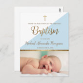 Carte Postale Photo de bébé garçon de dos vertical Baptême Crist (Devant / Derrière)