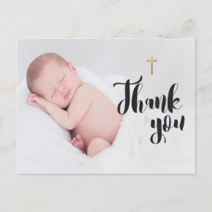 Carte Postale Photo de bébé personnalisée Baptême Merci