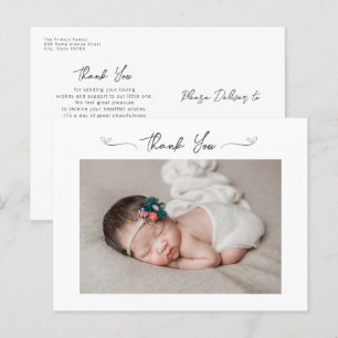 Carte Postale Photo de bébé pour remerciement de baby shower à m
