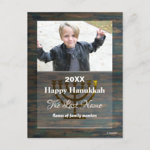 Carte postale photo de bougie joyeuse Hanukkah - H