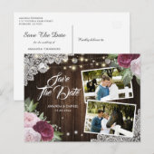 Carte postale photo de burgundy blush floral save  (Devant / Derrière)