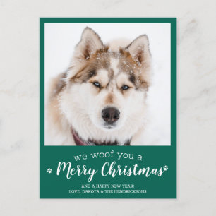 Carte Postale Photo de chien personnalisé Noël Joyeux amateur de