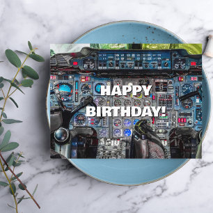 Carte Postale Photo de cockpit d'avion, Anniversaire d'aviation