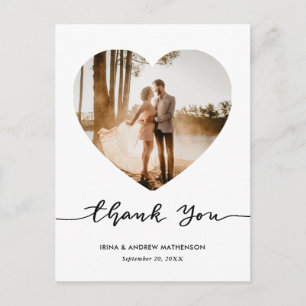 Carte Postale Photo de cœur de remerciement élégant