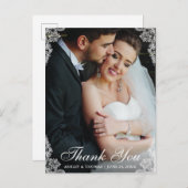 Carte Postale Photo de couple de bordure de dentelle de remercie (Devant / Derrière)