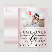 Carte Postale Photo de couple fun save the date peau de fin Game (Devant / Derrière)