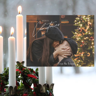 Carte Postale Photo de couple romantique Noël tendance 