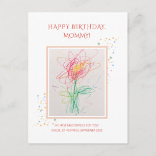 Carte Postale Photo de dessin d'enfant Joyeux Anniversaire Maman