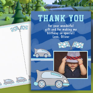 Carte Postale Photo de drapeau de voiture de course Anniversaire