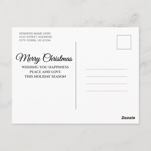 Carte Postale Photo de famille Bleu Buffalo Plaid Joyeux Noël (Dos)