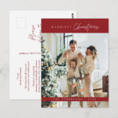 Carte Postale Photo de famille de Noël la plus agréable, minimal (Devant / Derrière)