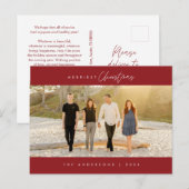 Carte Postale Photo de famille de Noël la plus agréable, minimal (Devant / Derrière)