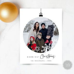 Carte Postale Photo de famille de Noël la plus joyeuse, Boule de