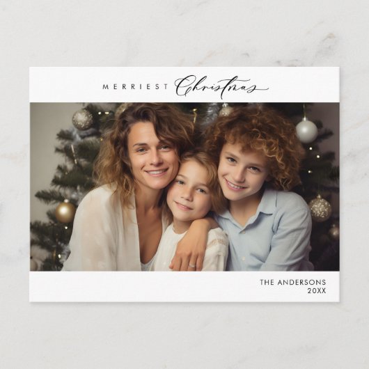 Carte Postale Photo de famille de Noël la plus joyeuse, Happy d' (Devant)